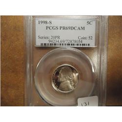 1998-S JEFFERSON NICKEL PCGS PR69 DCAM