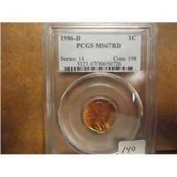 1986-D LINCOLN CENT PCGS MS67RD