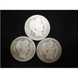 1910, 1915-D & 1916 BARBER QUARTERS