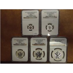 2013 CANADA MAPLE LEAF 25TH ANNIVERSARY IN REV. PF ALL NGC SILVER DOLLAR IS PF70, $2 IS PF70, $3 IS 
