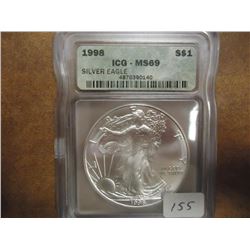 1998 AMERICAN SILVER EAGLE ICG MS69