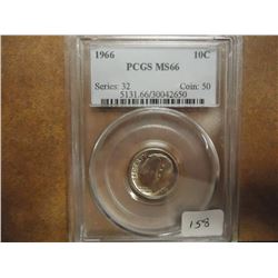 1966 ROOSEVELT DIME PCGS MS66