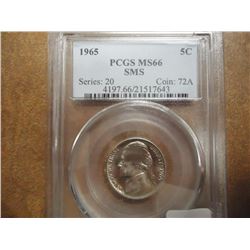 1965 SMS JEFFERSON NICKEL PCGS MS66