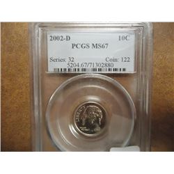 2002-D ROOSEVELT DIME PCGS MS67