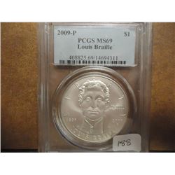 2009-P BRAILLE SILVER DOLLAR PCGS MS69