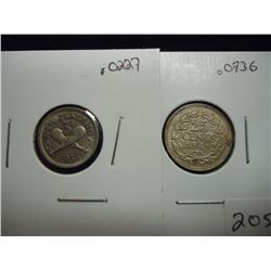 2 FOREIGN SILVER COINS SEE DESCRIPTION 1936 NEW ZEALAND 3 PENCE AND 1941 NETHERLANDS 25 CENTS