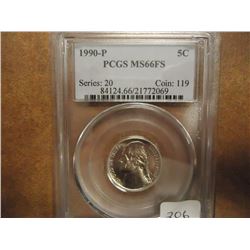 1990-P JEFFERSON NICKEL PCGS MS66FS