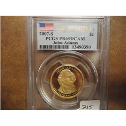2007-S ADAMS DOLLAR PCGS PR69 DCAM 1ST STRIKE