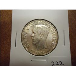 1939-G SWEDEN SILVER 2 KRONER UNC