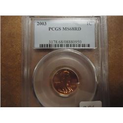 2003 LINCOLN CENT PCGS MS68RD