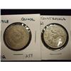 Image 1 : 1928 & 1961 GUATEMALA SILVER 1/4 QUETZAL & 25 CENTAVOS