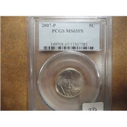 2007-P JEFFERSON NICKEL PCGS MS65FS