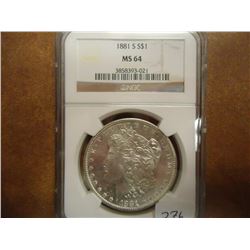 1881-S MORGAN SILVER DOLLAR NGC MS64