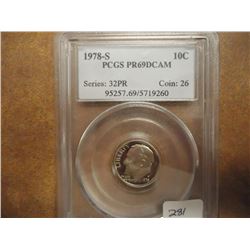 1978-S ROOSEVELT DIME PCGS PR69 DCAM