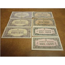 2-1, 2-5 & 3-10 CENT JAPANESE/NETHERLANDS INDIES WWII INVASION CURRENCY