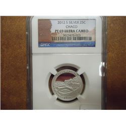 2012-S SILVER CHACO QUARTER NGC PF69 ULTRA CAMEO