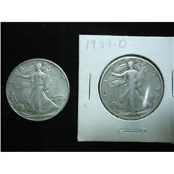 1943 & 1944-D WALKING LIBERTY HALF DOLLARS