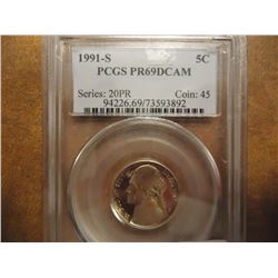 1991-S JEFFERSON NICKEL PCGS PR69 DCAM
