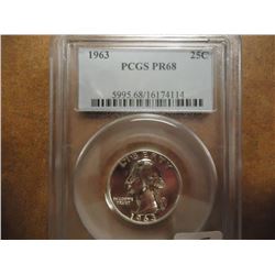 1963 WASHINGTON SILVER QUARTER PCGS PR68