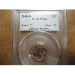 2000-D ROOSEVELT DIME PCGS MS66
