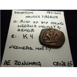 582-602 A.D. BYZANTIUN "MAURICE TIBERUS" ANCIENT COIN, EXTRA FINE
