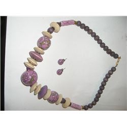 Purple vintage beautiful necklace and earring set
