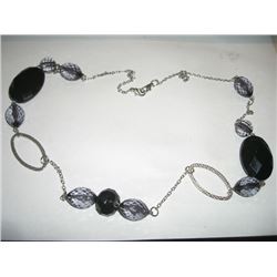 Glass long beaded purple necklace