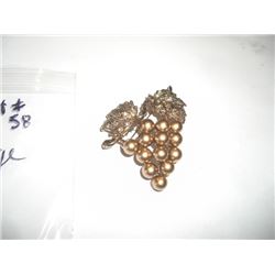 Vintage gold colored grape pin
