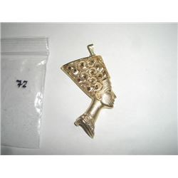 Gold colored rhinestone Egyptian pharaoh pendant