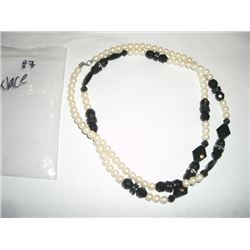 White and black beaded necklace