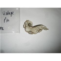 Vintage rhinestone shell pin