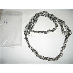 Silver and black rhinestone long necklace