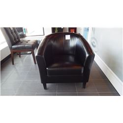 LEATHER BARREL CHAIR