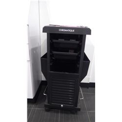 ROLLING STYLIST CART WITH ALL ITEMS IN IT OR ON IT