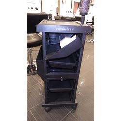 ROLLING STYLIST CART WITH ALL ITEMS IN IT OR ON IT