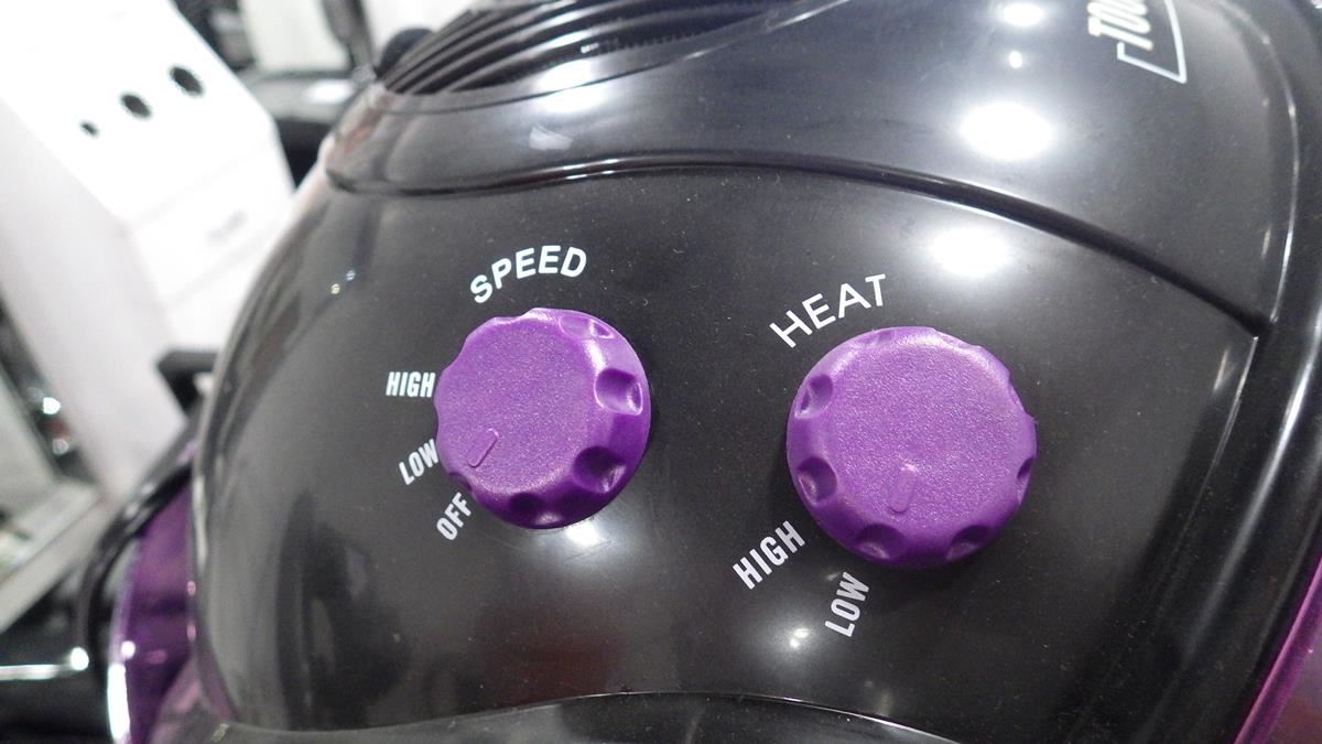 PURPLE PEOPLE EATER PORABLE ADJUSTABLE HAIR DRYER ON WHEELS