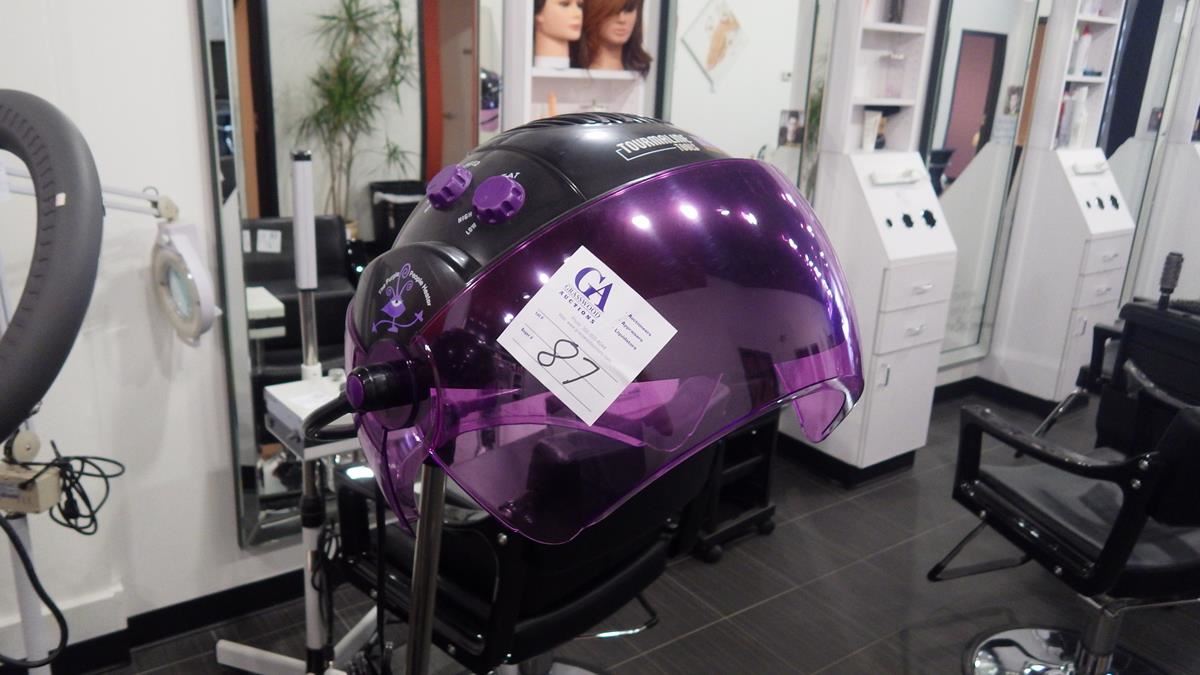 PURPLE PEOPLE EATER PORABLE ADJUSTABLE HAIR DRYER ON WHEELS