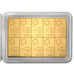One 10x 1/10 oz Gold CombiBar™ - Valcambi (In Assay) - WJA83827