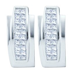 14K White Gold Jewelry 1.0 ctw Diamond Hoop Earrings - WGD53478