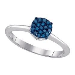 Fine Silver Jewelry 0.20 ctw Blue Diamond Ladies Ring - WGD82142