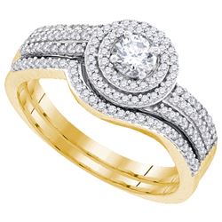 10K Yellow Gold Jewelry 0.60 ctw Diamond Bridal Ring Set - WGD92192