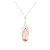 Image 2 : 14KT White Gold 7.65 ctw Morganite and Diamond Pendant With Chain