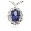 Image 2 : 14KT Gold 13.94 ctw Tanzanite and Diamond Pendant with Chain