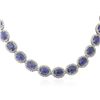 Image 2 : 14KT White Gold 82.84 ctw Tanzanite and Diamond Necklace