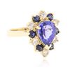 Image 2 : 14KT Yellow Gold 3.36 ctw Tanzanite, Sapphire and Diamond Ring