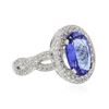 Image 2 : 18KT White Gold 2.79 ctw Tanzanite and Diamond Ring