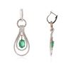 Image 2 : 14KT Two-Tone Gold 2.14 ctw Emerald and Diamond Earrings