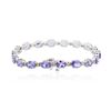 Image 2 : 14KT White Gold 14.98 ctw Tanzanite and Diamond Bracelet