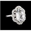Image 2 : 14KT White Gold 5.13 ctw Aquamarine and Diamond Ring