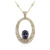 Image 2 : 14KT Yellow Gold 4.26 ctw Tanzanite and Diamond Pendant With Chain